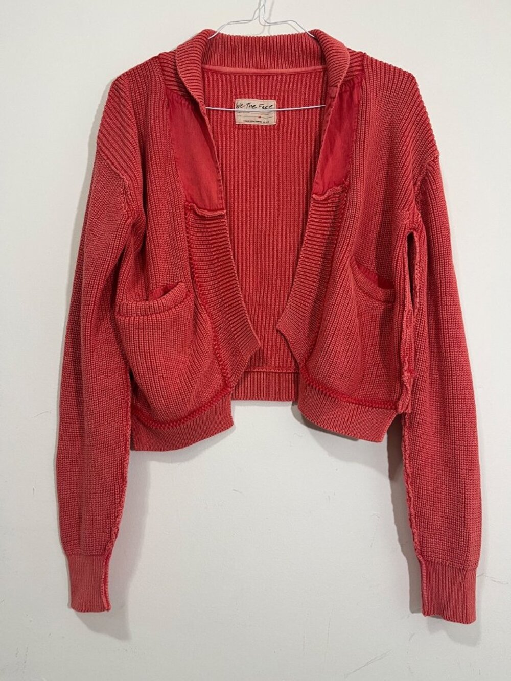 Free People We The Free Worn Thru Surplus Cardi Sweater M Washed Red Boho Indie
